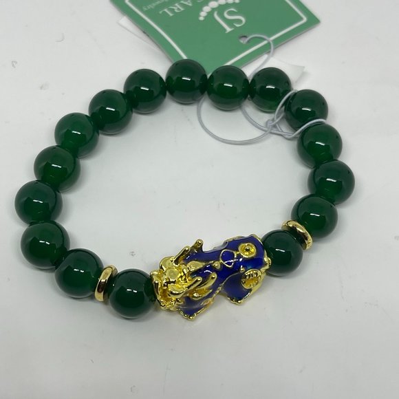 SJ Pearl | Jewelry | Sj Pearl Beaded Agate Bracelet W Lion Charm | Poshmark